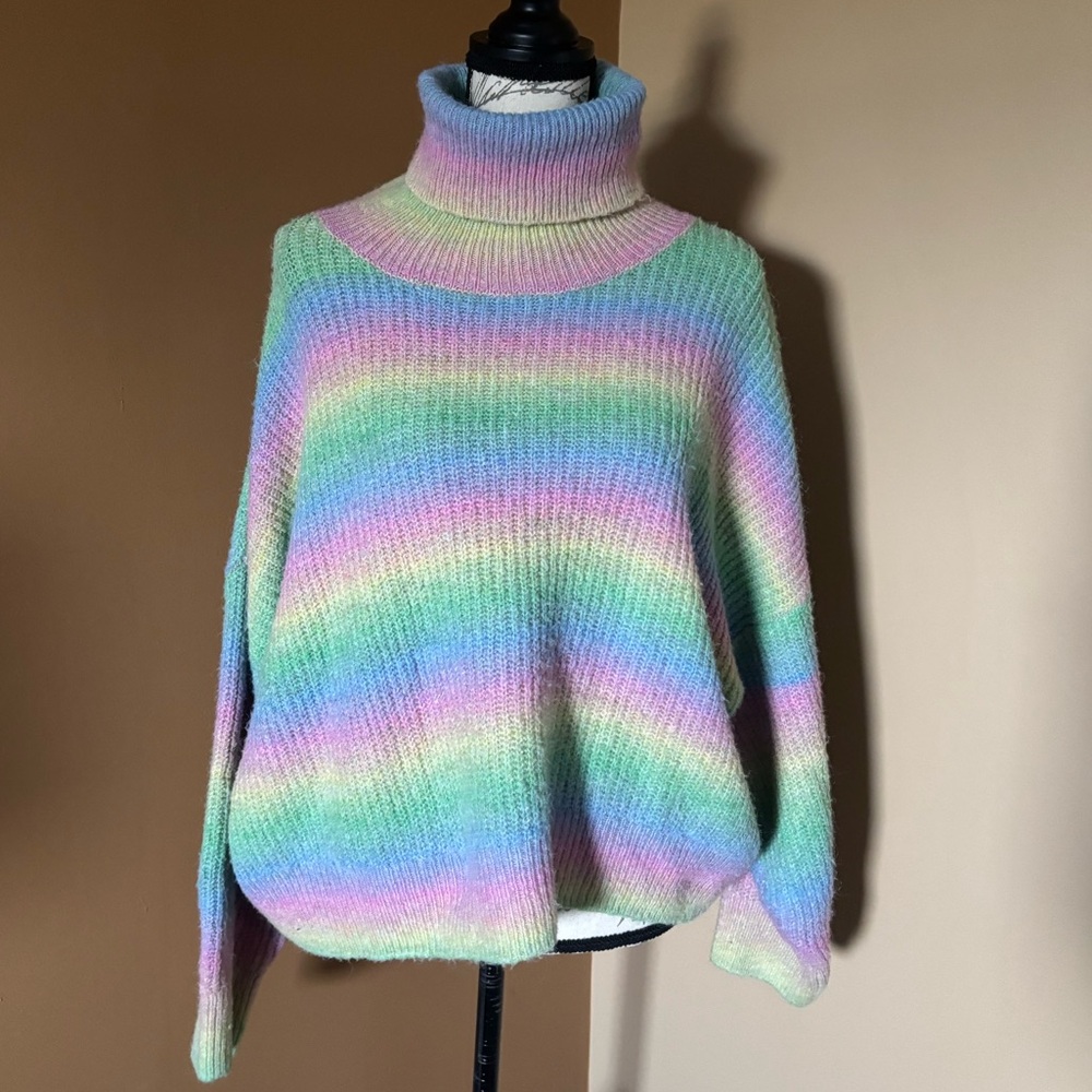 H&M Pastel Rainbow Turtleneck Sweater